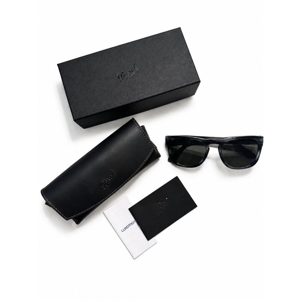 Persol Elio PO3333S Striped Gray Sunglasses 54mm With Case & Box